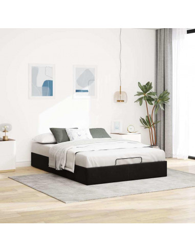 Struttura Letto Pouf senza Materasso Nero 140x200 cm in Velluto