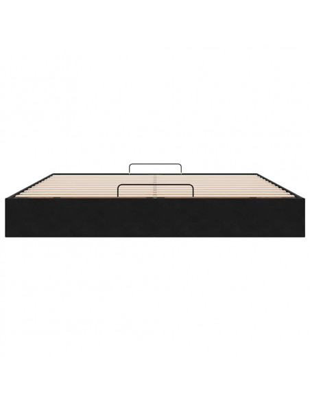 Struttura Letto Pouf senza Materasso Nero 160x200 cm in Velluto
