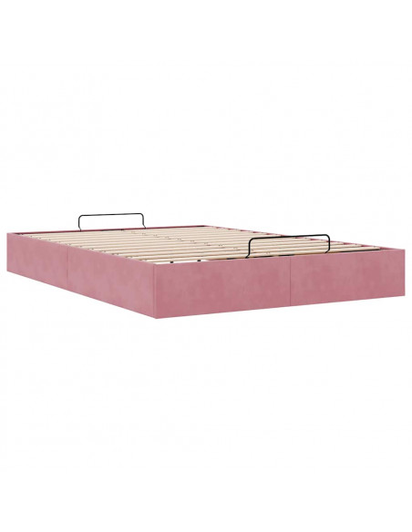 Struttura Letto Pouf senza Materasso Rosa 140x190 cm in Velluto
