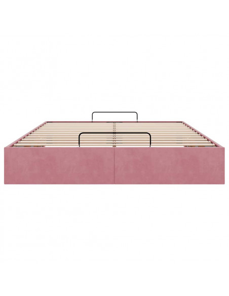 Struttura Letto Pouf senza Materasso Rosa 140x190 cm in Velluto