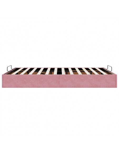 Struttura Letto Pouf senza Materasso Rosa 140x190 cm in Velluto