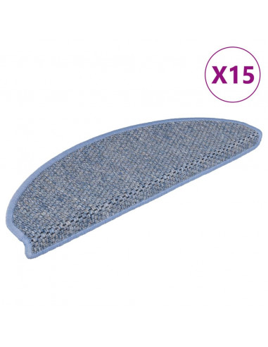 Tappeti Autoadesivi per Scale Aspetto Sisal 15pz 56x17x3 cm Blu