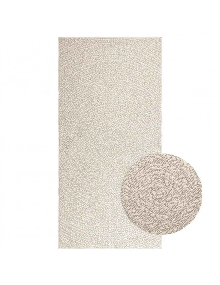 Tappeto ZIZUR Crema 100x200 cm Aspetto Iuta Interni ed Esterni