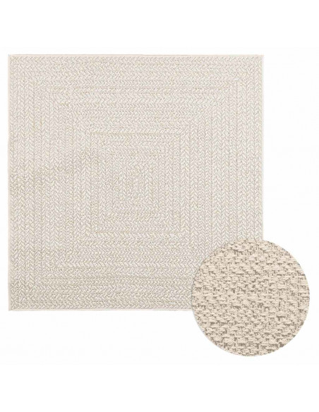 Tappeto ZIZUR Crema 120x120 cm Aspetto Iuta Interni ed Esterni