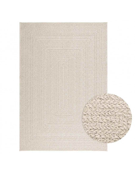 Tappeto ZIZUR Crema 140x200 cm Aspetto Iuta Interni ed Esterni