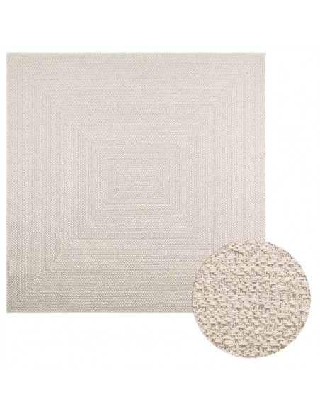 Tappeto ZIZUR Crema 200x200 cm Aspetto Iuta Interni ed Esterni