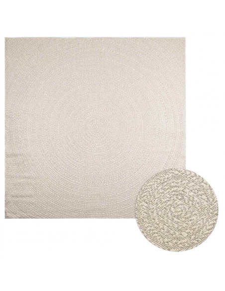 Tappeto ZIZUR Crema 240x240 cm Aspetto Iuta Interni ed Esterni
