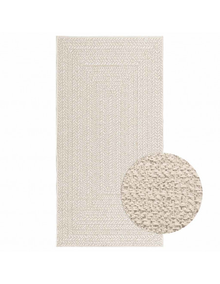 Tappeto ZIZUR Crema 80x150 cm Aspetto Iuta Interni ed Esterni