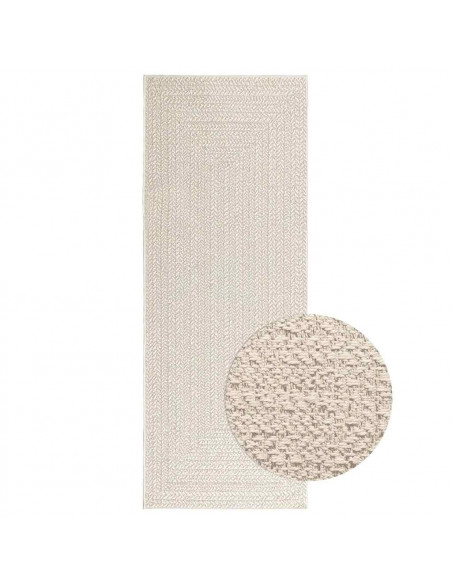 Tappeto ZIZUR Crema 80x200 cm Aspetto Iuta Interni ed Esterni