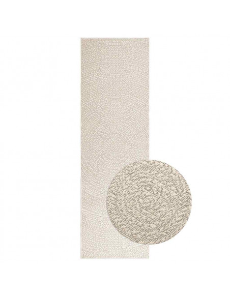 Tappeto ZIZUR Crema 80x250 cm Aspetto Iuta Interni ed Esterni