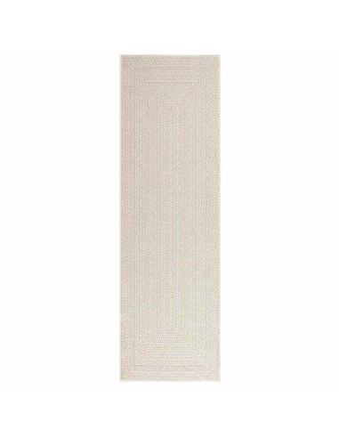 Tappeto ZIZUR Crema 80x250 cm Aspetto Iuta Interni ed Esterni
