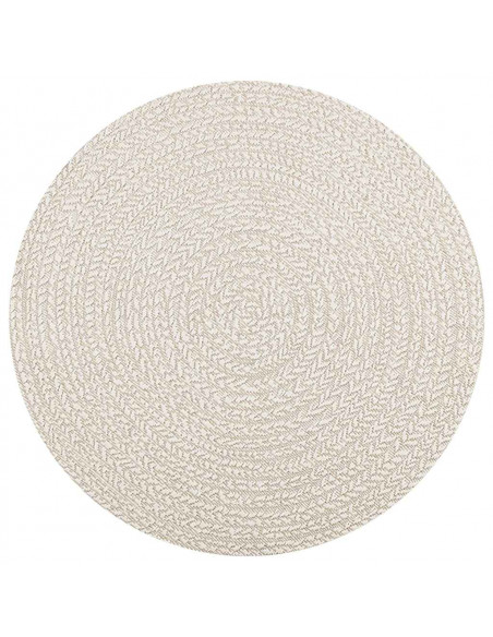 Tappeto ZIZUR Crema Ø 120cm Aspetto Iuta per Interni ed Esterni