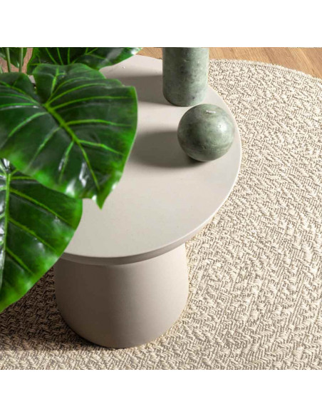 Tappeto ZIZUR Crema Ø 160cm Aspetto Iuta per Interni ed Esterni