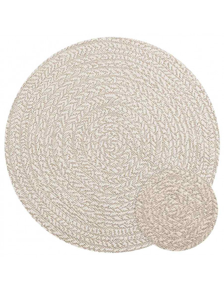 Tappeto ZIZUR Crema Ø 90 cm Aspetto Iuta per Interni ed Esterni