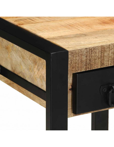 Tavolino 35x35x50 cm in Legno Grezzo Massello di Mango