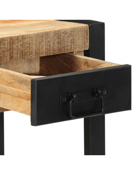 Tavolino 35x35x50 cm in Legno Grezzo Massello di Mango