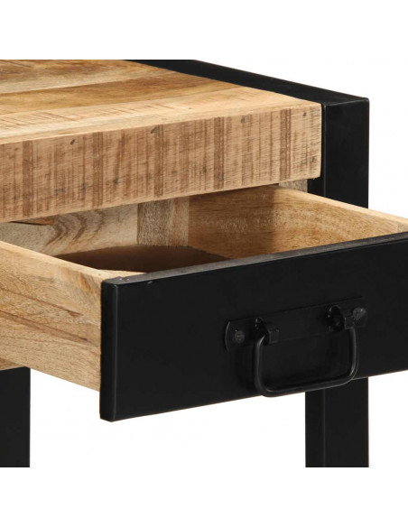 Tavolino 40x40x50 cm in Legno Grezzo Massello di Mango