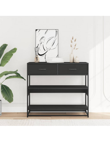 Tavolino Consolle Nero 90x35x80 cm in Legno Multistrato