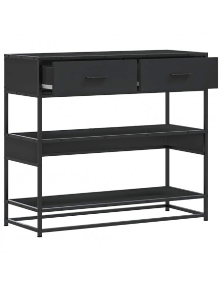 Tavolino Consolle Nero 90x35x80 cm in Legno Multistrato