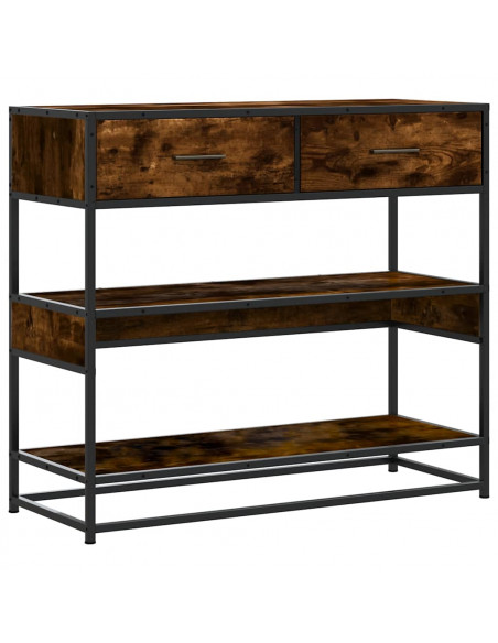 Tavolino Consolle Rovere Fumo 90x35x80 cm in Legno Multistrato