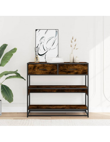 Tavolino Consolle Rovere Fumo 90x35x80 cm in Legno Multistrato