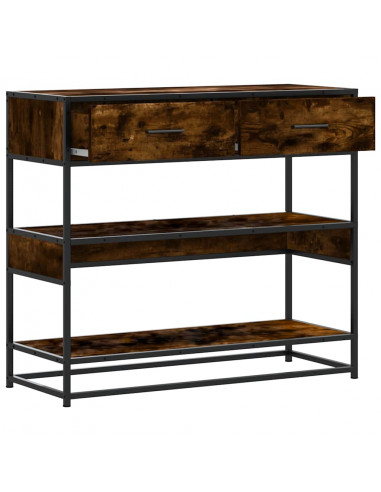 Tavolino Consolle Rovere Fumo 90x35x80 cm in Legno Multistrato