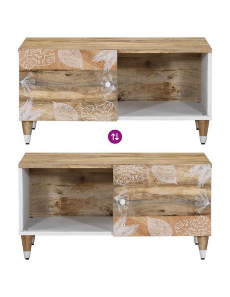 Tavolino da Salotto 80x50x40 cm Legno Massello di Mango