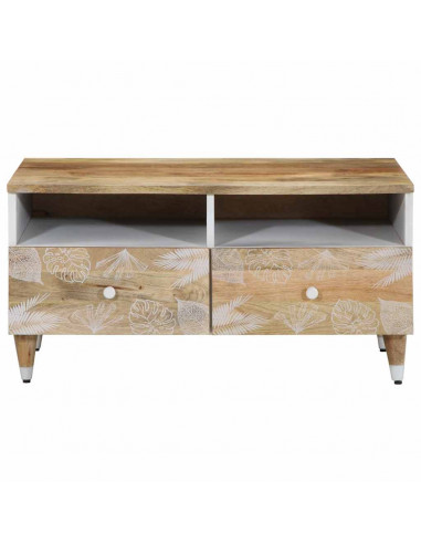 Tavolino da Salotto 80x54x40 cm in Legno Massello di Mango