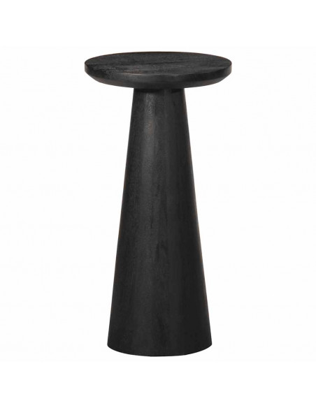 Tavolino da Salotto Nero Ø30x60 cm in Legno Massello di Mango