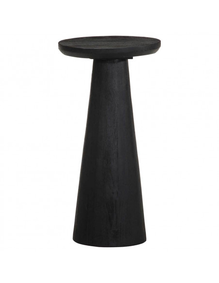 Tavolino da Salotto Nero Ø30x60 cm in Legno Massello di Mango