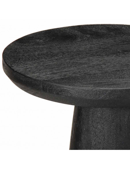 Tavolino da Salotto Nero Ø30x60 cm in Legno Massello di Mango