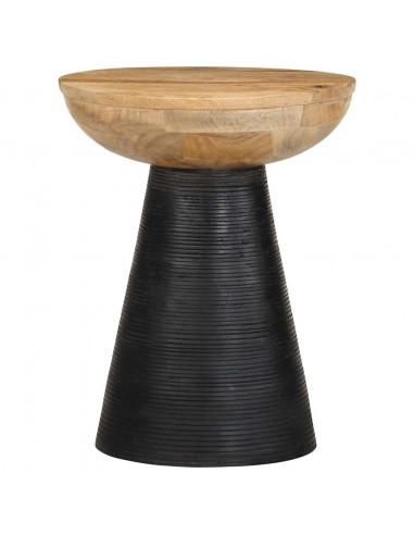 Tavolino da Salotto Nero Ø37x45 cm in Legno Massello di Mango