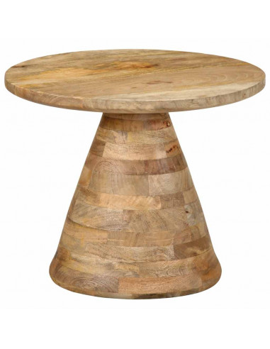 Tavolino da Salotto Ø50x40 cm in Legno Massello di Mango