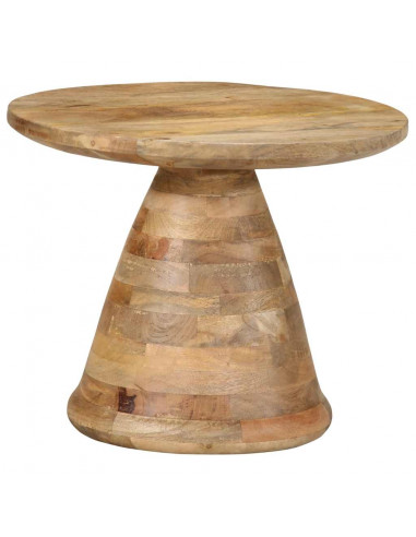 Tavolino da Salotto Ø50x40 cm in Legno Massello di Mango