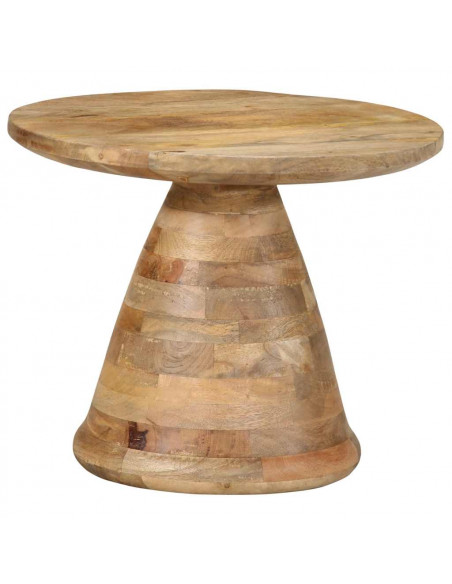 Tavolino da Salotto Ø50x40 cm in Legno Massello di Mango