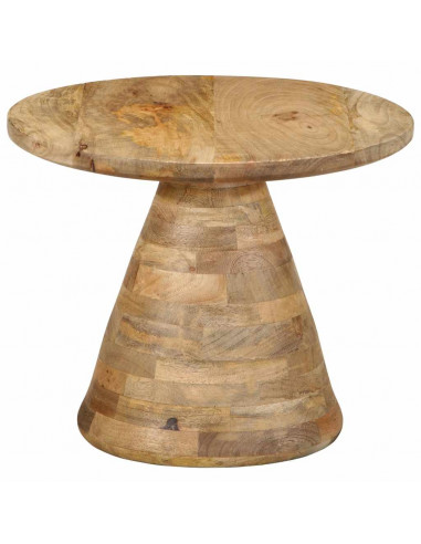 Tavolino da Salotto Ø50x40 cm in Legno Massello di Mango
