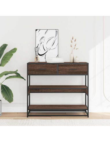 Tavolo Consolle Rovere Marrone 90x35x80 cm Legno Multistrato