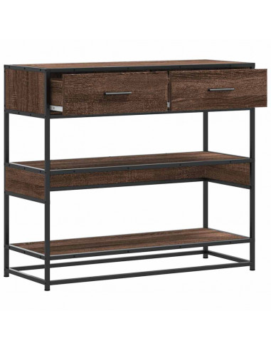 Tavolo Consolle Rovere Marrone 90x35x80 cm Legno Multistrato