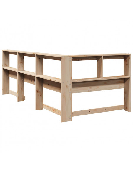 Testiera Libreria a L 100 cm in Legno Massello di Pino