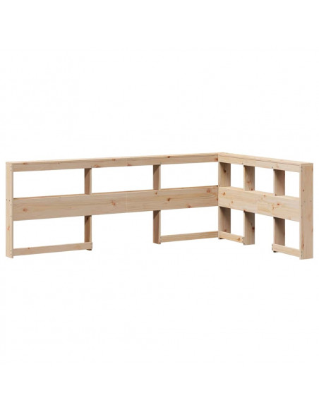 Testiera Libreria a L 120 cm in Legno Massello di Pino