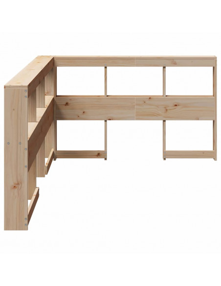 Testiera Libreria a L 120 cm in Legno Massello di Pino