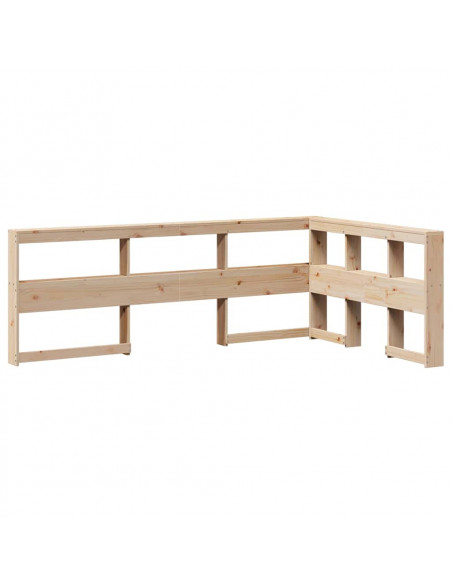 Testiera Libreria a L 120 cm in Legno Massello di Pino