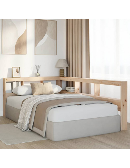 Testiera Libreria a L 120 cm in Legno Massello di Pino