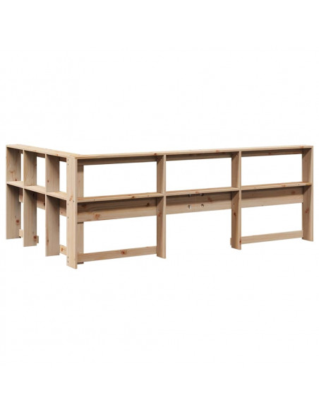 Testiera Libreria a L 120 cm in Legno Massello di Pino