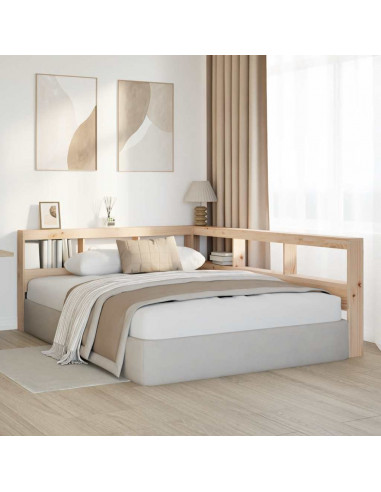 Testiera libreria a L 135 cm in legno massello di pino