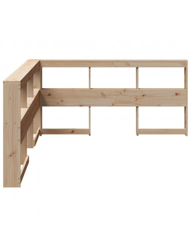 Testiera libreria a L 135 cm in legno massello di pino