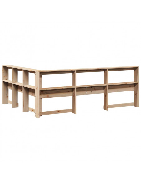 Testiera libreria a L 135 cm in legno massello di pino