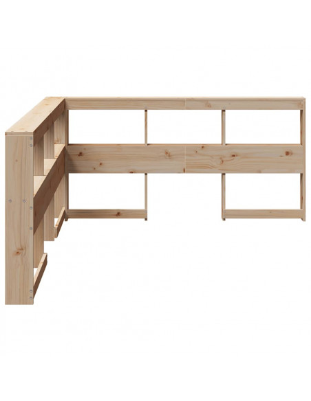 Testiera Libreria a L 140 cm in Legno Massello di Pino