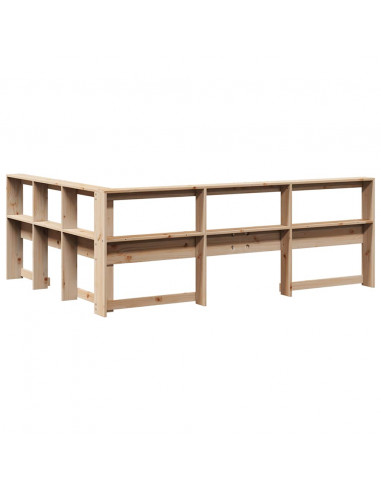 Testiera Libreria a L 140 cm in Legno Massello di Pino