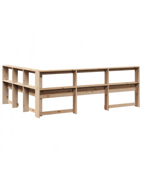 Testiera Libreria a L 140 cm in Legno Massello di Pino